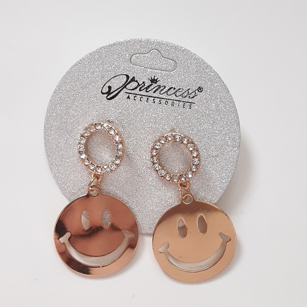 Princess Accessories Gold Smiley Face Earrings